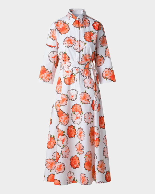 Carnation Print Belted Midi Dress